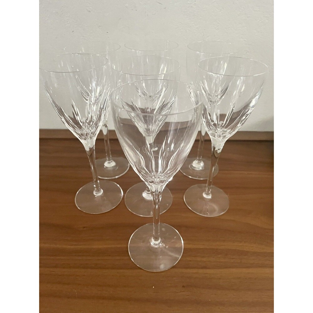 Set of 7 Lenox Cut Crystal Firelight Wine Glasses / Goblets / Stems - Retired
